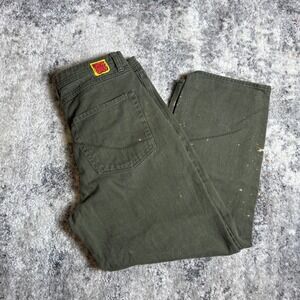 Empyre Mens Loose Fit Skate Pants Olive Green Bleach Splatter Size 33 Streetwear